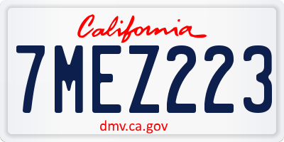 CA license plate 7MEZ223