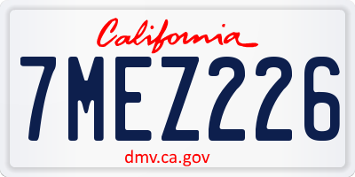CA license plate 7MEZ226