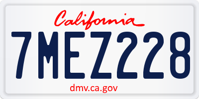 CA license plate 7MEZ228
