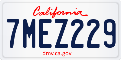 CA license plate 7MEZ229
