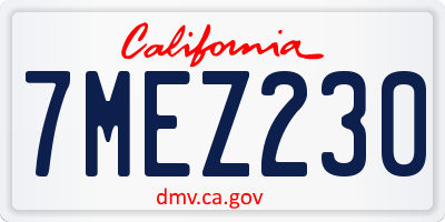CA license plate 7MEZ230