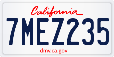 CA license plate 7MEZ235