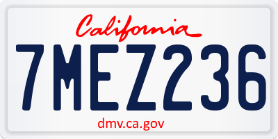 CA license plate 7MEZ236