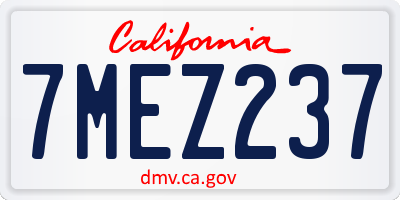 CA license plate 7MEZ237