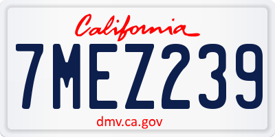 CA license plate 7MEZ239