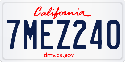 CA license plate 7MEZ240