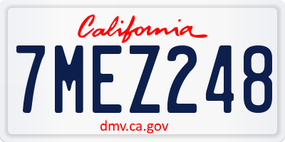 CA license plate 7MEZ248