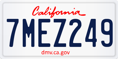 CA license plate 7MEZ249
