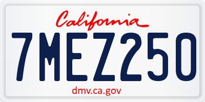 CA license plate 7MEZ250