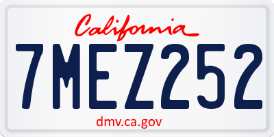 CA license plate 7MEZ252