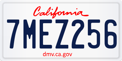 CA license plate 7MEZ256