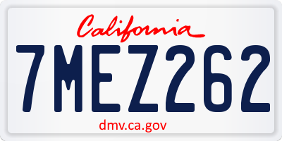 CA license plate 7MEZ262