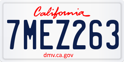 CA license plate 7MEZ263