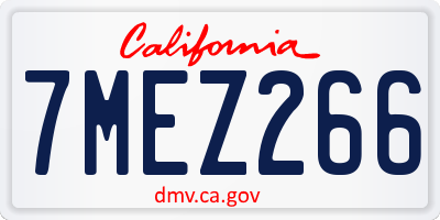 CA license plate 7MEZ266