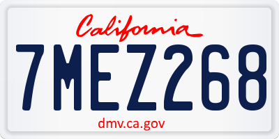 CA license plate 7MEZ268