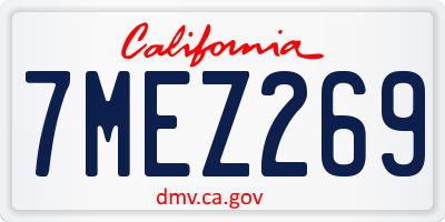 CA license plate 7MEZ269