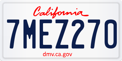 CA license plate 7MEZ270