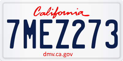 CA license plate 7MEZ273