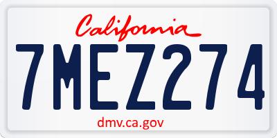 CA license plate 7MEZ274