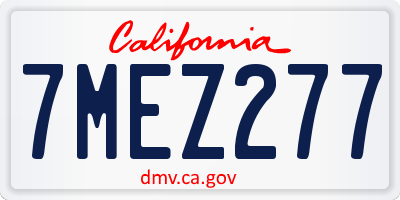 CA license plate 7MEZ277