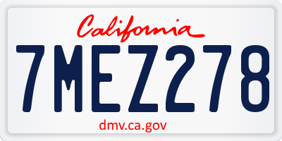 CA license plate 7MEZ278