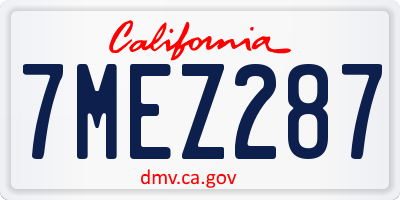 CA license plate 7MEZ287