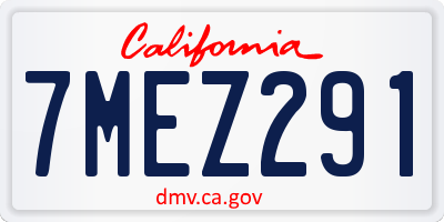 CA license plate 7MEZ291