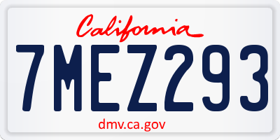 CA license plate 7MEZ293