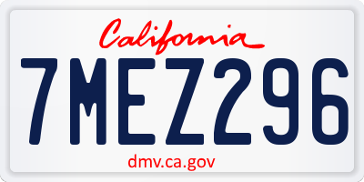 CA license plate 7MEZ296
