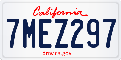 CA license plate 7MEZ297