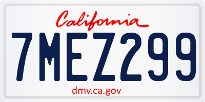 CA license plate 7MEZ299
