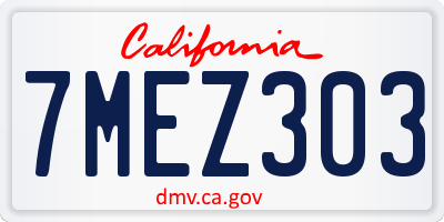 CA license plate 7MEZ303