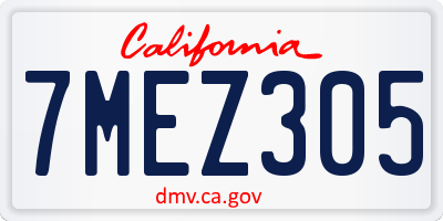 CA license plate 7MEZ305