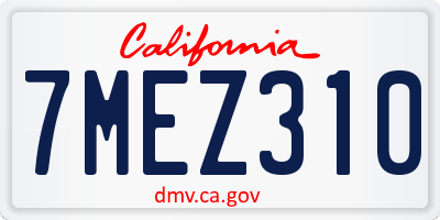 CA license plate 7MEZ310