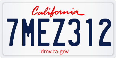 CA license plate 7MEZ312