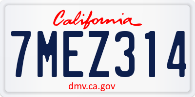 CA license plate 7MEZ314