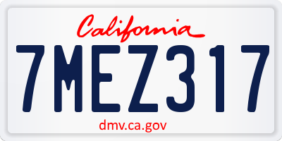 CA license plate 7MEZ317