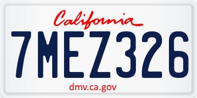 CA license plate 7MEZ326