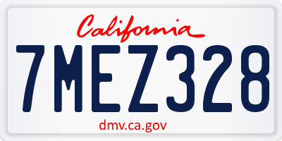 CA license plate 7MEZ328