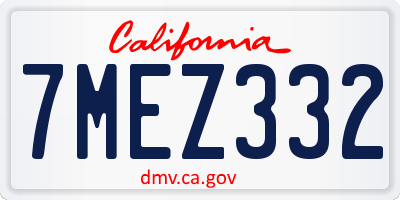 CA license plate 7MEZ332