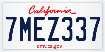 CA license plate 7MEZ337