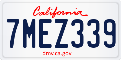 CA license plate 7MEZ339