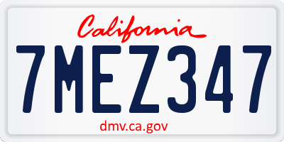 CA license plate 7MEZ347