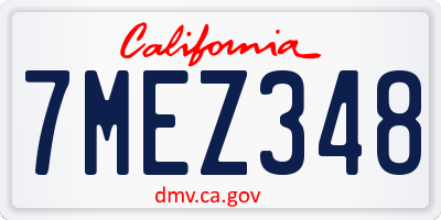 CA license plate 7MEZ348