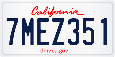 CA license plate 7MEZ351