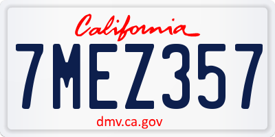 CA license plate 7MEZ357