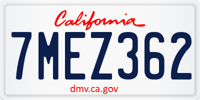CA license plate 7MEZ362
