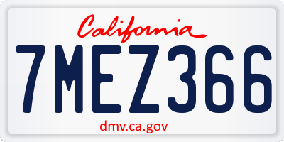 CA license plate 7MEZ366