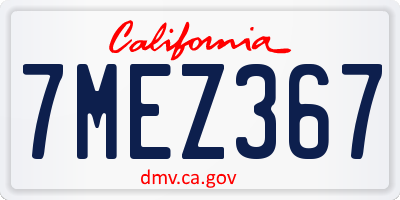 CA license plate 7MEZ367