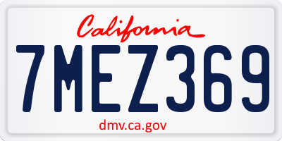 CA license plate 7MEZ369